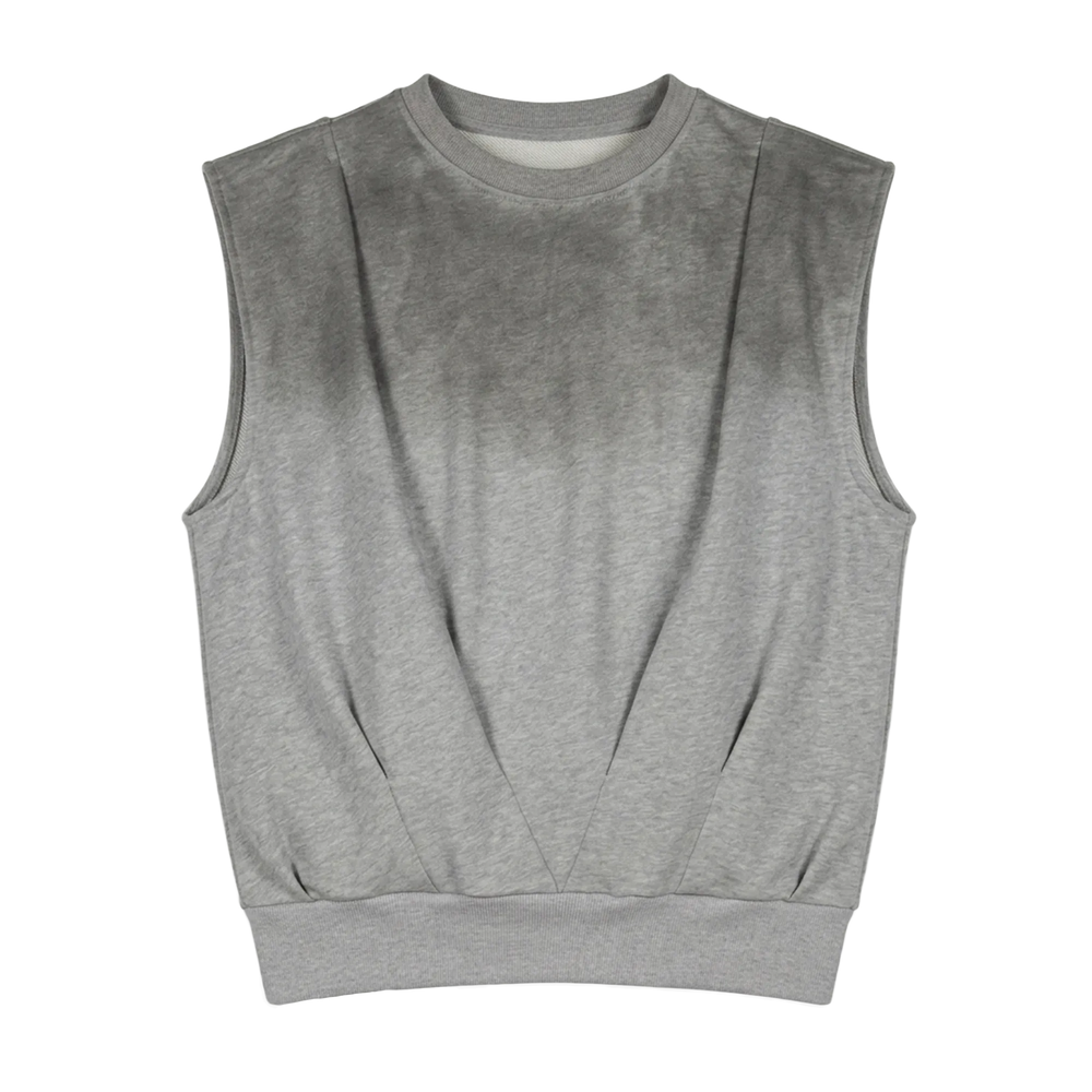 GRAY PLEATED CREWNECK
