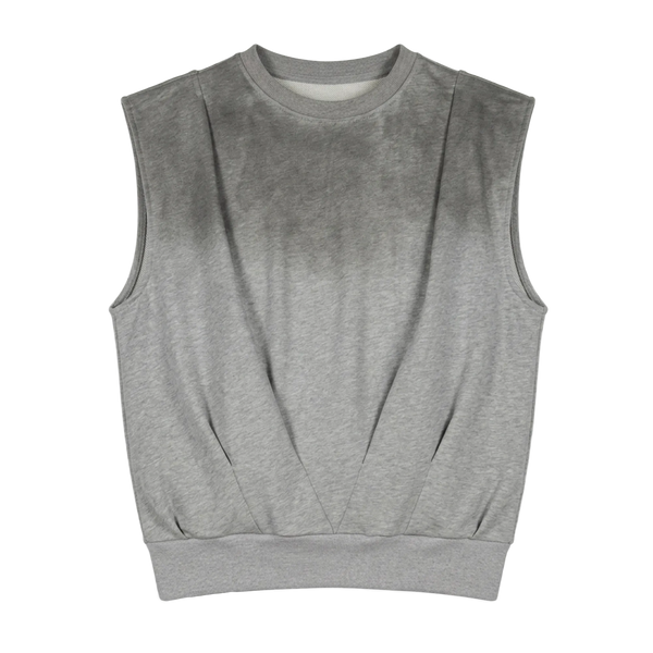 GRAY PLEATED CREWNECK