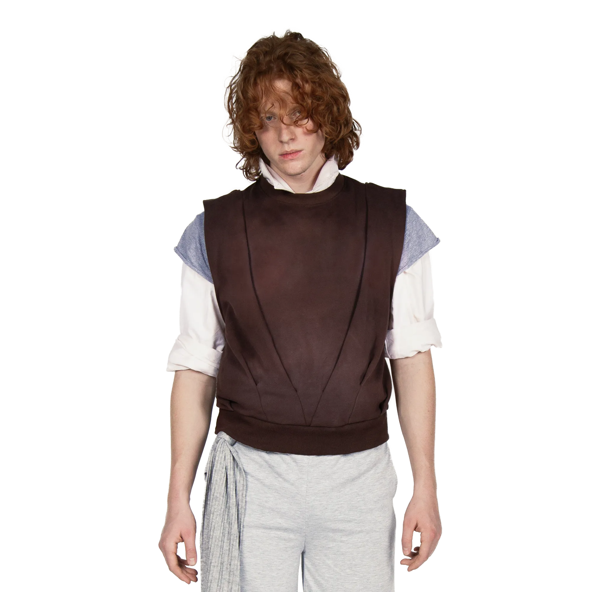 PLEATED CREWNECK - GRAY